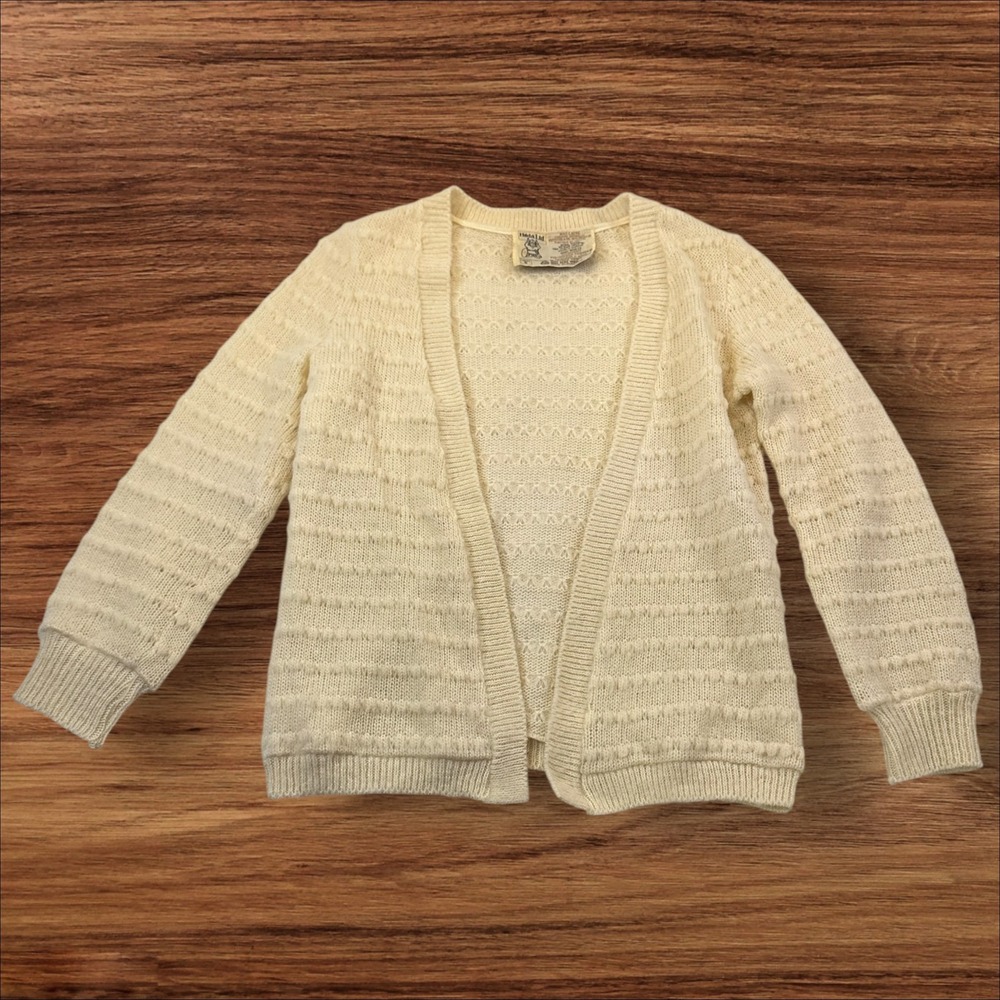 Vintage Hilda Ltd Iceland Wool Knit Cardigan Ladies S Cream‎ Ivory Cozy